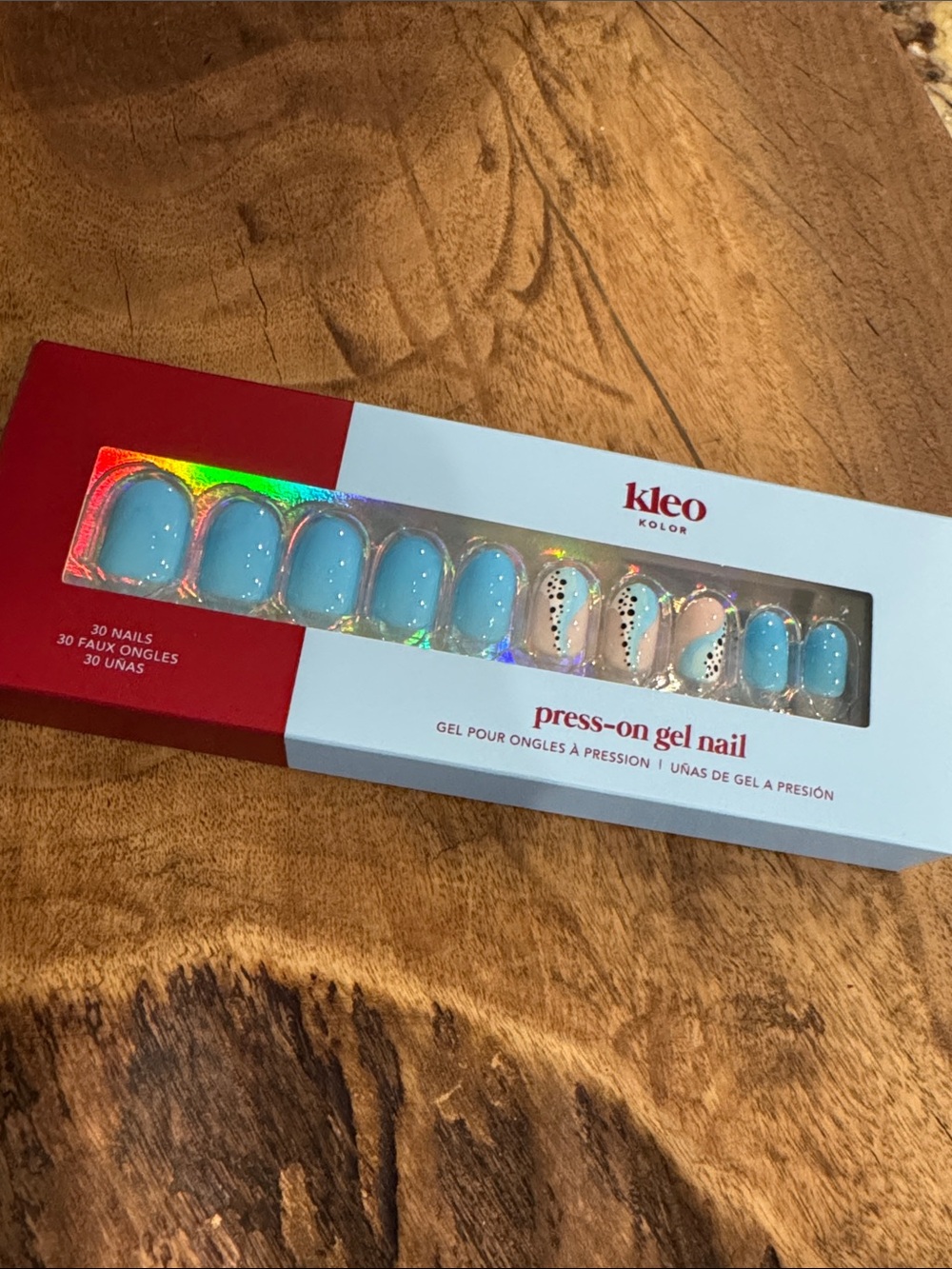 Kleo Kolor Wave Doodles Blue & White Press-On Nails